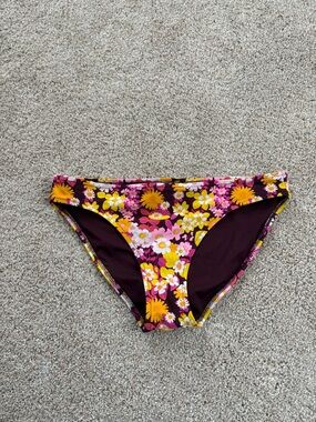 AERIE Floral Bikini Bottoms in Bright Yellow & Pink